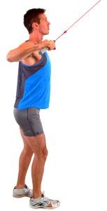 take your elbows behind as you pull bar to chin / upper chest