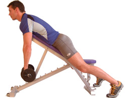 keep your chest in contact with the bench throughout