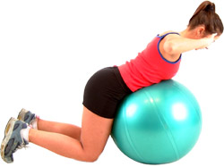 avoid extending to far back - always keep your upper abdominals in contact with the ball