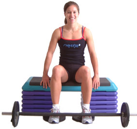 rest the bar centrally on your feet