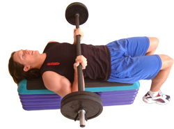 lower the weight down to your lower chest