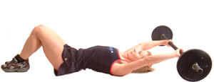 lower the weight down towards the floor keeping your arms straight