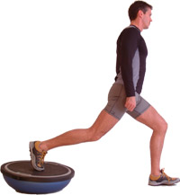 place your foot centrally on the Bosu