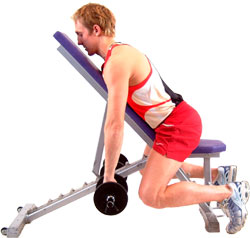 aim to keep your chest on the bench throughout the movement