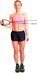 pull the band across by rotating your shoulder