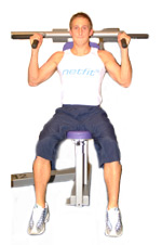 sit comfortably on the machine with your palms facing each other