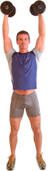 start with arm above your head - palms facing each other