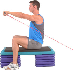 keep your head up as you smoothly raise your arm to shoulder height