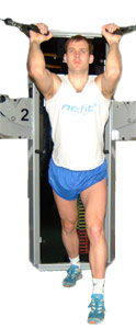 start with your arms bent at 90 degrees
